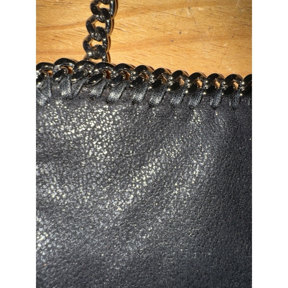 Stella McCartney Falabella Fold Over Crossbody Bag Black Silver Metallic Italian - Picture 11 of 15